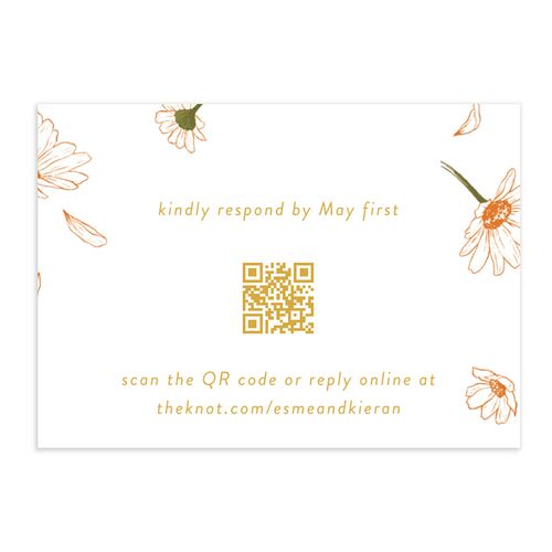 Monogram Daisies QR Code RSVP Cards Sunflower Signature Standard
