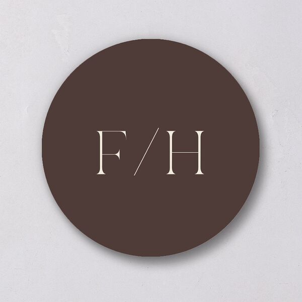 Accent Leaf Wedding Stickers Linen Circle