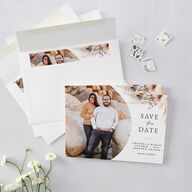Bohemian Hoop Save The Date Cards Camel Signature smooth Blank No Standard