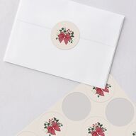 Rustic Holiday Foliage with Bow Holiday Stickers Hunter Green Circle