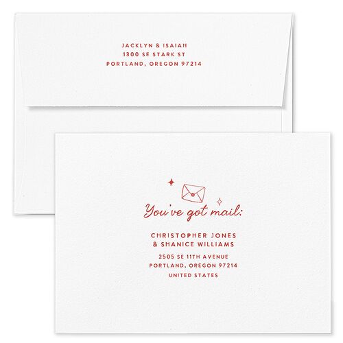 Hand Drawn Wedding Icons Photo Wedding Invitation Envelopes White Soft Pink Both Recipient and Return Addresses Standard Signature