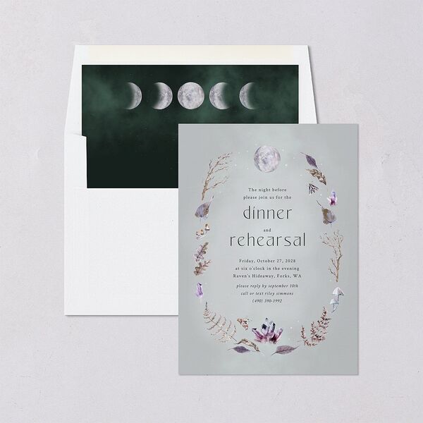 Crystal Forest Rehearsal Dinner Invitations Hunter Green Signature Blank Standard