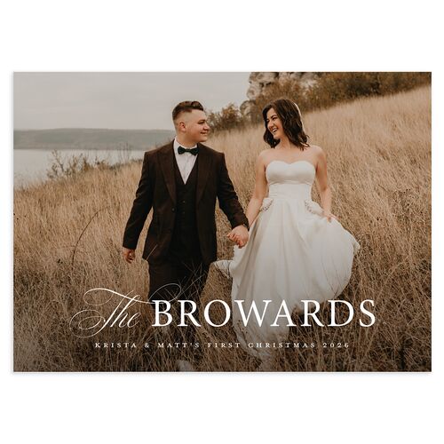 Meet the Newlyweds Holiday Cards Burgundy Signature Blank Standard