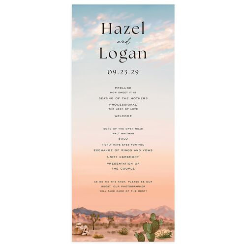 Desert Cactus Wedding Programs Peach Fuzz Signature