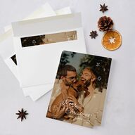 Hand Drawn Starry Christmas Photo Holiday Cards Burgundy Signature Blank Standard