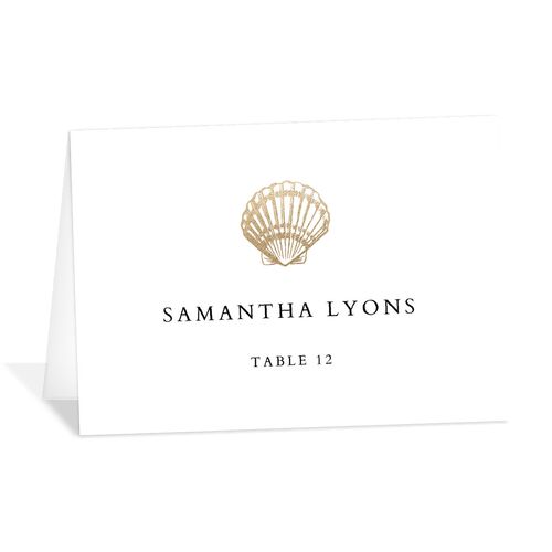 Classic Shell Place Cards Gold Licorice Signature