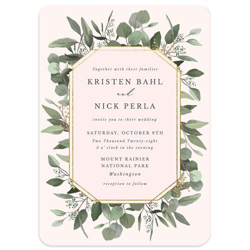 Eucalyptus Frame Wedding Invitations Peony Signature Blank No Rounded