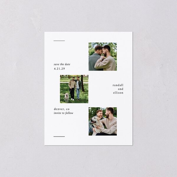 Minimal Gallery Save the Date Petite Cards Pure White Signature smooth Blank No Standard