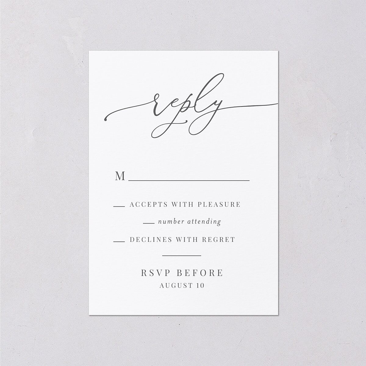 Romantic Calligraphy Wedding Response Cards Silver Signature Standard