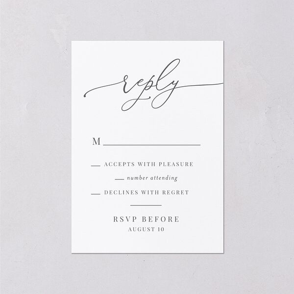 Romantic Calligraphy Wedding Response Cards Silver Signature Standard