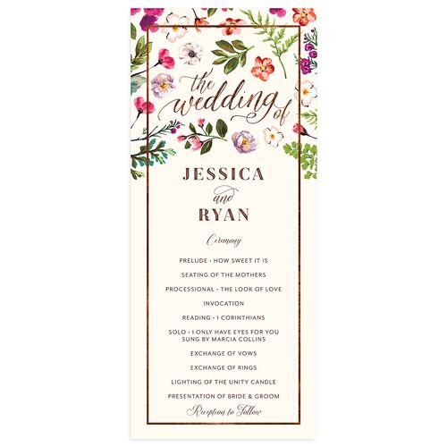 Bronze Floral Frame Wedding Programs Ivory Signature