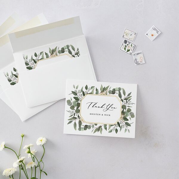 Eucalyptus Frame Thank You Cards Pure White
