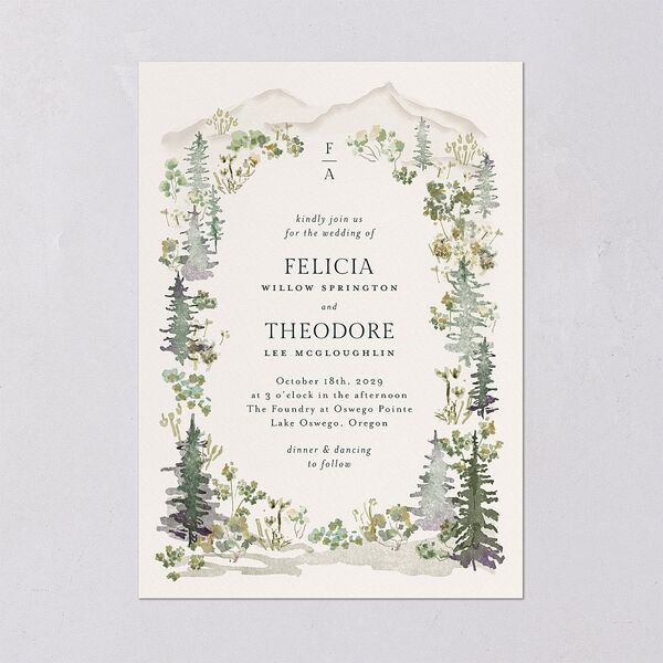 Elegant Mountain Border Wedding Invitations Meadow Signature Blank No Standard