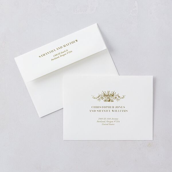 Ornate Vintage Crest Wedding Invitations Umber Signature Blank No Standard