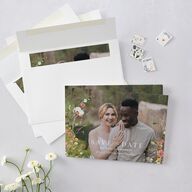 Wildflower Landscape Save the Date Cards Peach Pink Signature smooth Blank No Standard