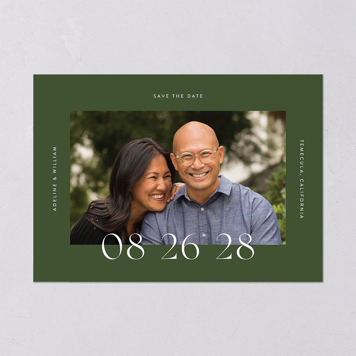 Border Date Save the Date Cards Scottish Green Signature smooth Blank No Standard