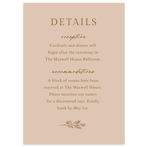 Vintage Botanical Sketch Wedding Event Detail Cards Saddle Signature Standard