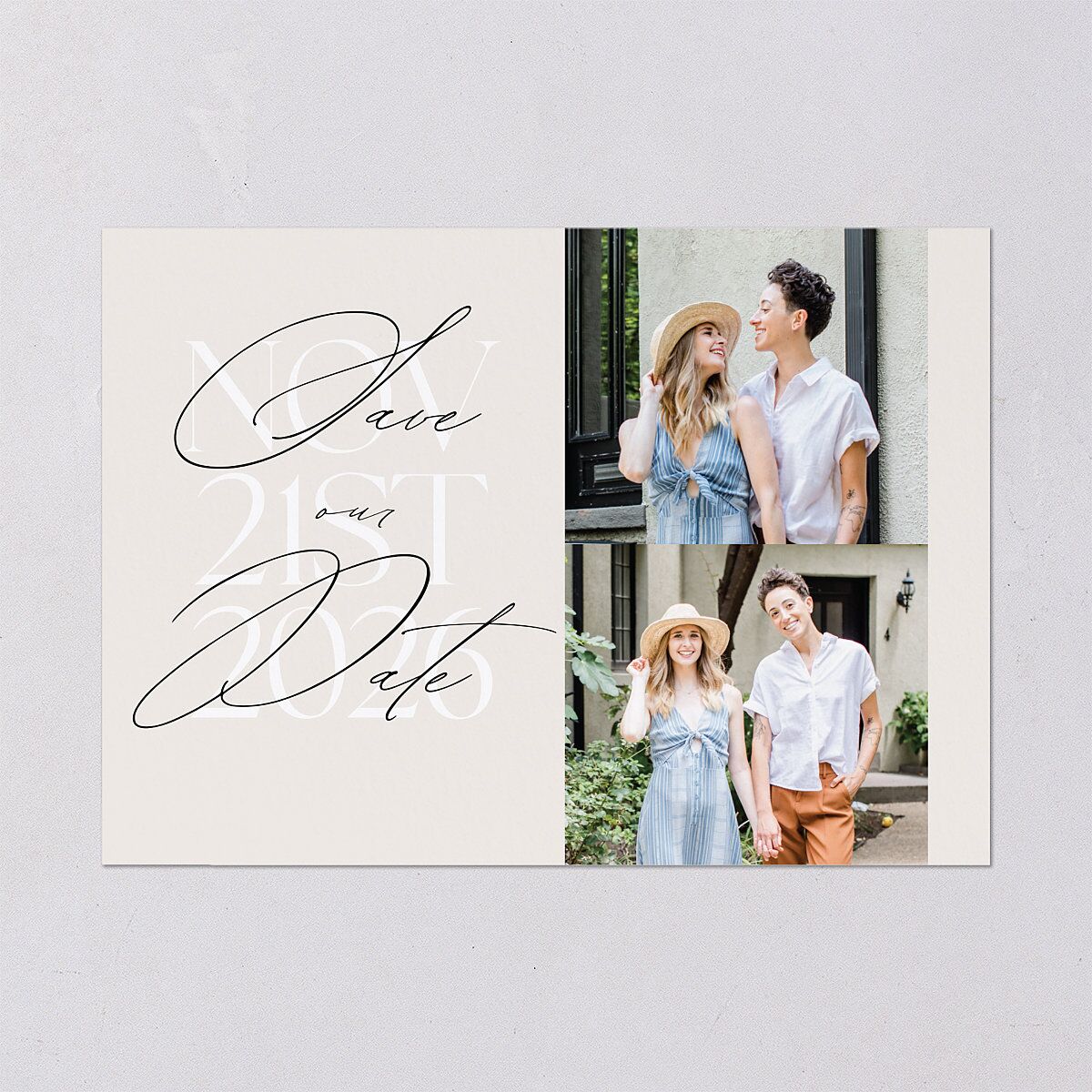 Overlay Save the Date Cards Champagne Signature smooth Blank No Standard