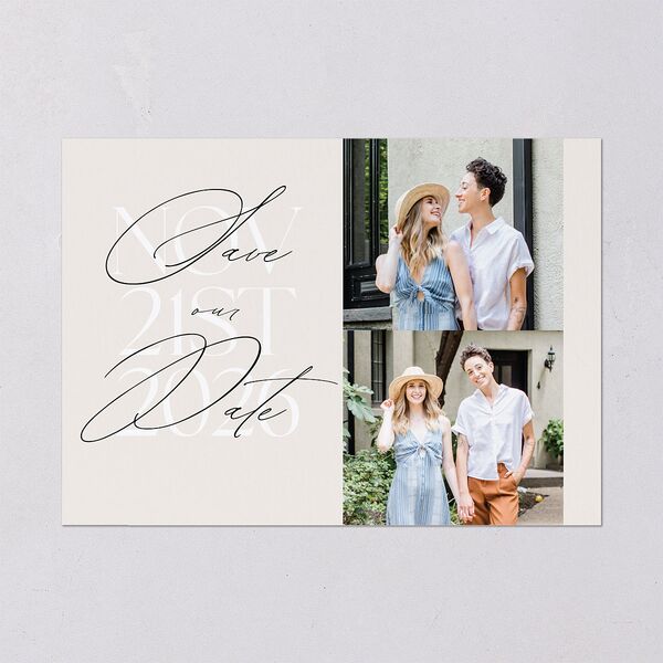 Overlay Save the Date Cards Champagne Signature smooth Blank No Standard