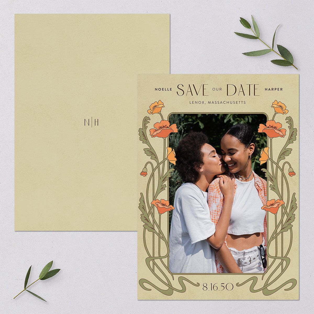 Vintage Nouveau Save The Date Cards — view 1