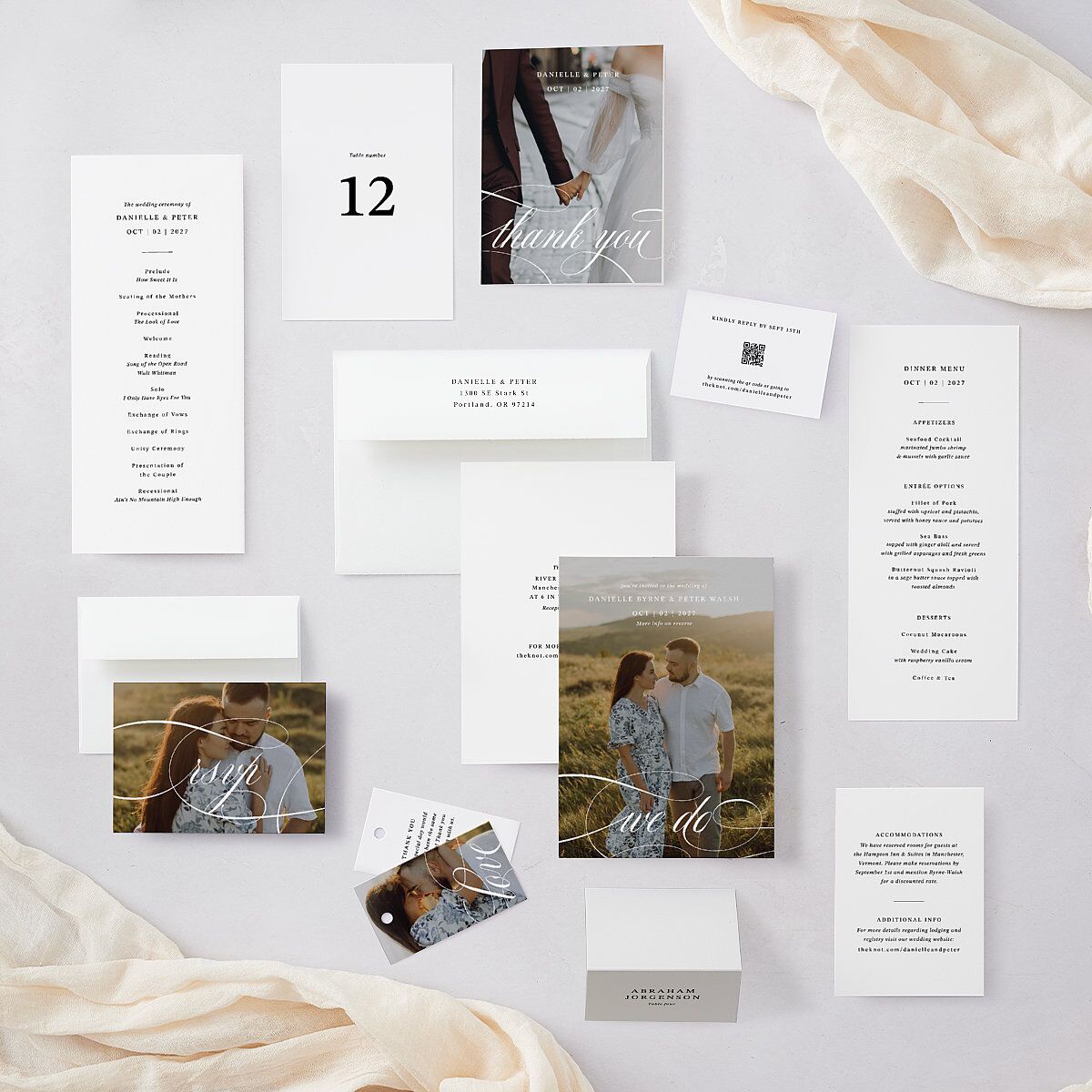 Photo Vow Favor Gift Tags Pure White Signature