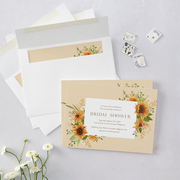 Sweet Sunflowers Bridal Shower Invitations Marigold Signature Blank Standard