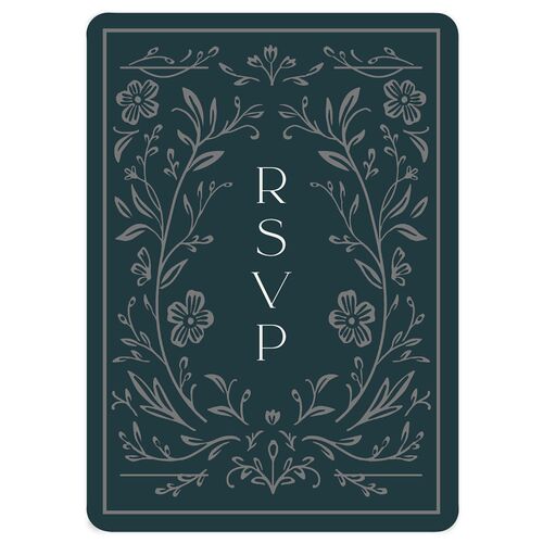 Ornate Storybook Wedding Response Cards Dark Emerald Signature Rounded