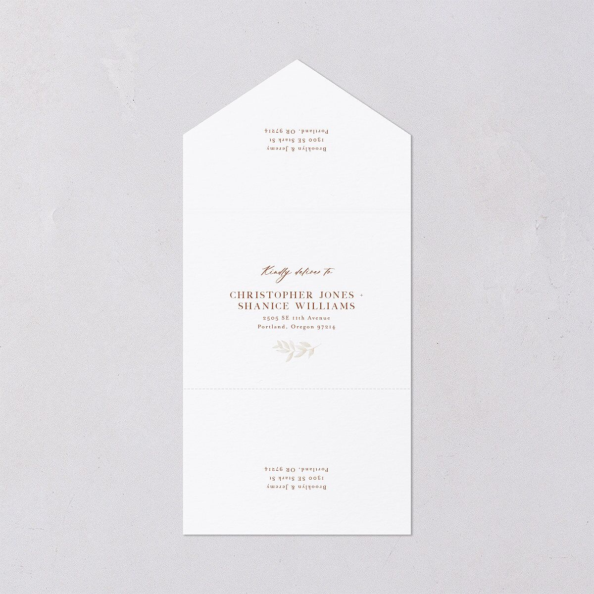 Shining Wreath All-in-One Wedding Invitations Terracotta Signature Light Both Recipient and Return Addresses No