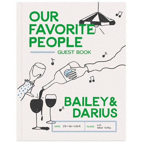 Hand Drawn Party Guest Books Jewel Green