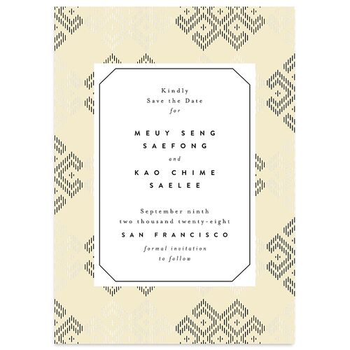Chinese Lu Mien Save the Date Cards Sand Signature smooth Blank No Standard