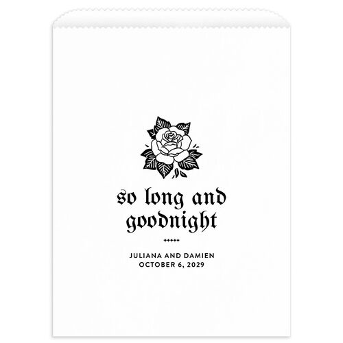 Moody Gothic Rose Wedding Day Paper Favor Bags Midnight White Wax-Lined Food Safe Paper