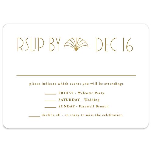 Gatsby Deco Arch Wedding Response Cards Pure White Signature Rounded