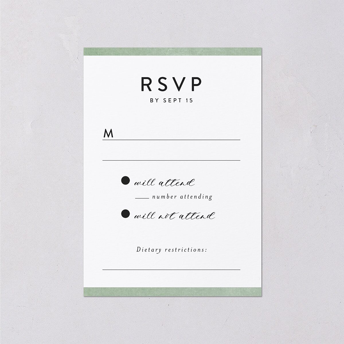 Leafy Ampersand Wedding Response Cards Eucalyptus Signature