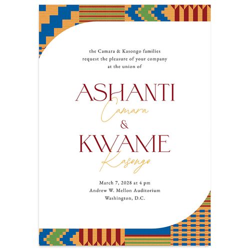 Ankara Print Wedding Invitations Gold Garnet Signature Blank No