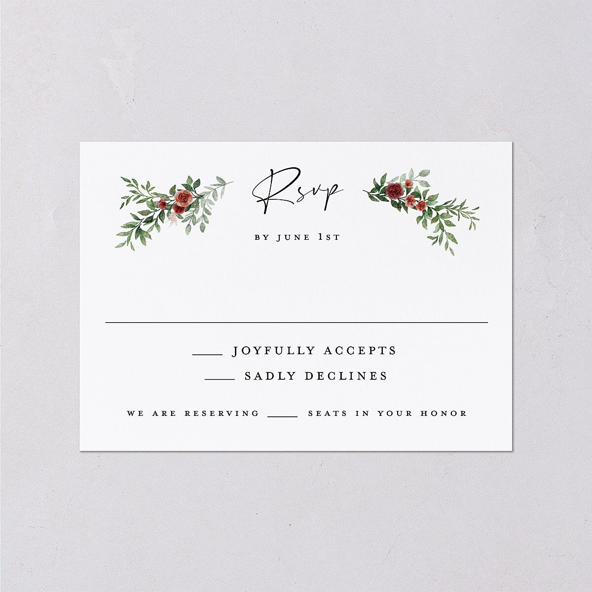 Floral Arc Wedding Response Cards Merlot Signature Standard