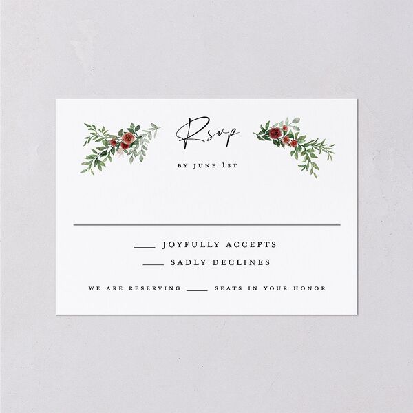 Floral Arc Wedding Response Cards Merlot Signature Standard
