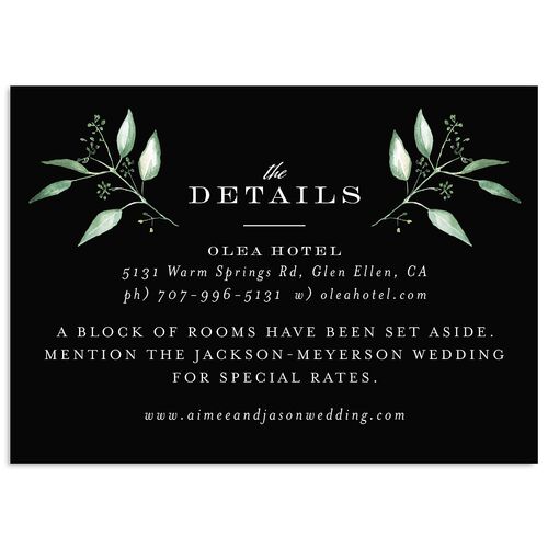 Lush Greenery Wedding Event Detail Cards Midnight Signature Standard