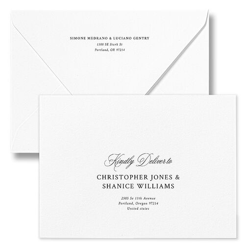 Your Own Classic Italian Venue Wedding Invitation Euro Envelopes White Pure White Both Recipient and Return Addresses Luxe Signature