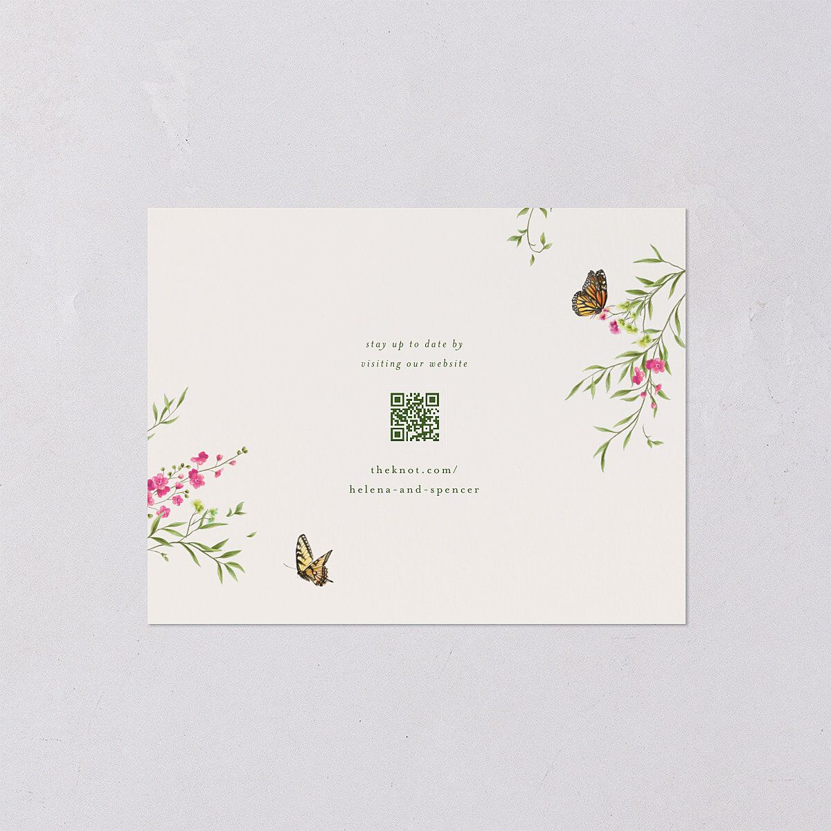 Rustic Butterflies Save the Date Petite Cards Scottish Green Signature smooth Blank No Standard