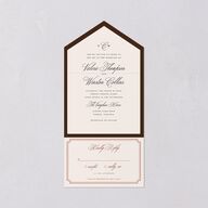 Elegant Eclectic All-in-One Wedding Invitations Walnut Signature Light Both Recipient and Return Addresses No