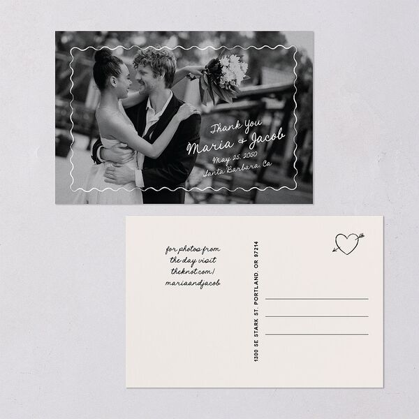 Lovebird Wavy Frame Photo Thank You Postcards Pure White