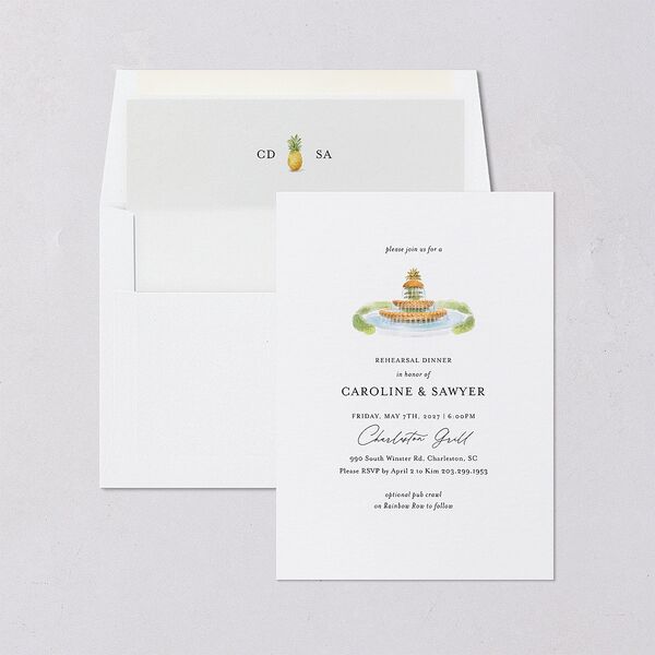 Charming Charleston Rehearsal Dinner Invitations Pure White Signature Blank