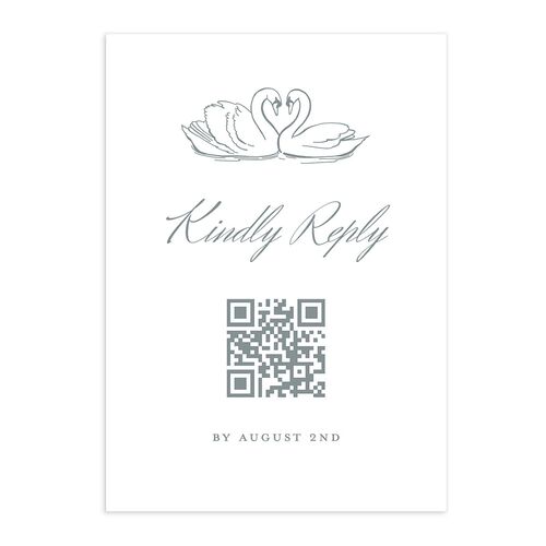 Elegant Swans QR Code RSVP Cards Dusty Blue Signature Standard