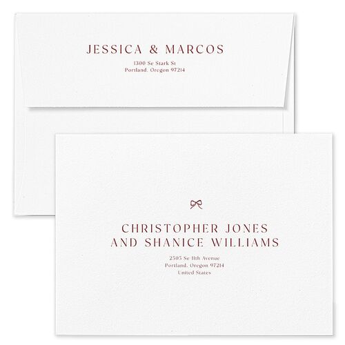 Simple Boho Flowers Wedding Invitation Envelopes White Raspberry Return Address Standard Signature