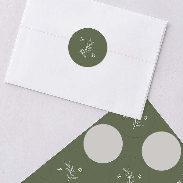 Botanical Monogram Wedding Stickers Dark Camo Sticker