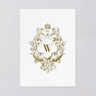 Ornate Vintage Crest Wedding Invitations Umber Signature Blank No Standard