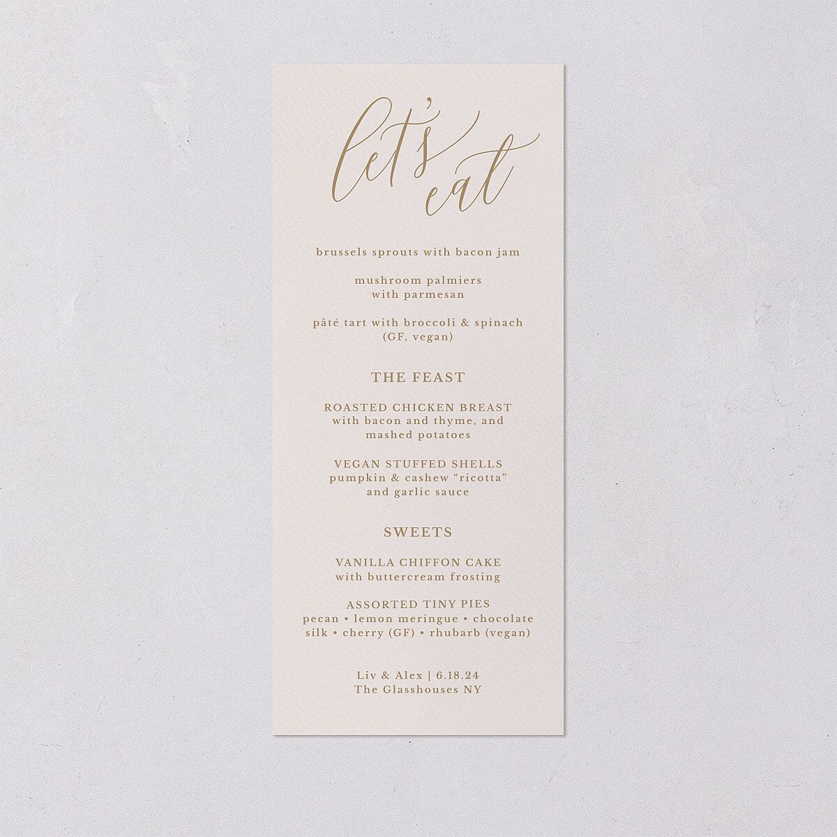 At Last Menus Linen Signature