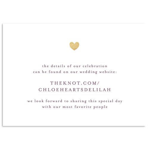 Dainty Heart Wedding Enclosure Cards Amethyst Gold Signature