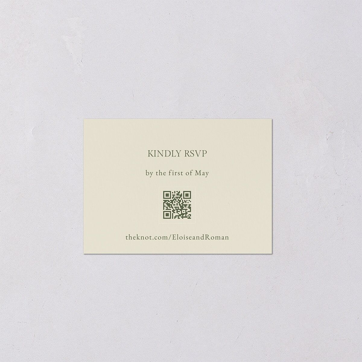 Vintage Botanical Sketch QR Code RSVP Cards Dark Camo Signature Standard