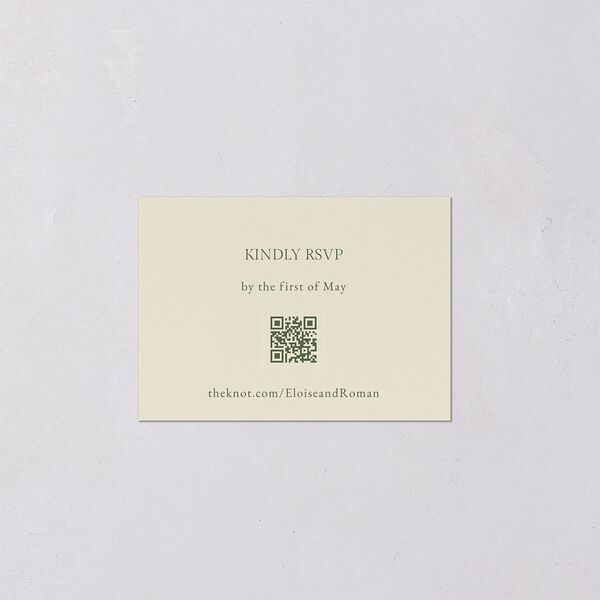 Vintage Botanical Sketch QR Code RSVP Cards Dark Camo Signature Standard